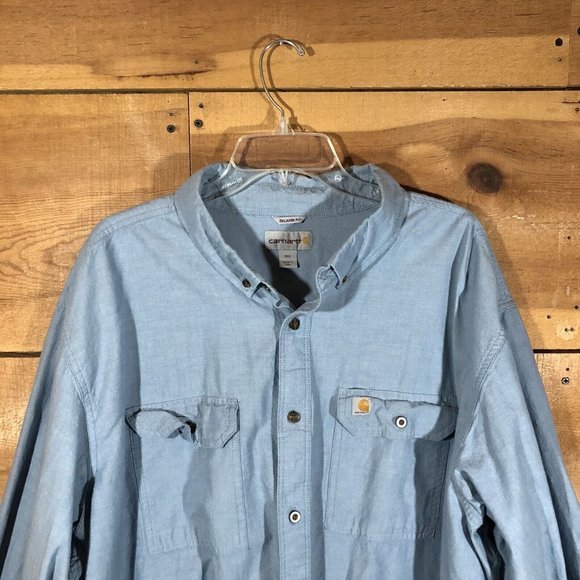 Carhartt Relaxed Fit Button Down Shirt Mens Size 3XL Long Sleeve Work Pockets - Picture 2 of 12